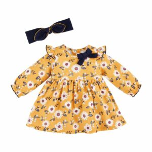 Flower Flannel Dress with headband