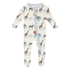 Kickee Pants Print Footie with 2 Way Zipper in Just So Animals