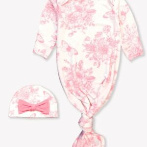 Butterfly Garden Toile Knot Gown & Hat Set