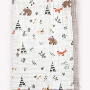 Cotton Muslin Baby Quilt - Forest Friends