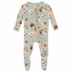 Kickee Pants Aloe Floral Ruffle Footie
