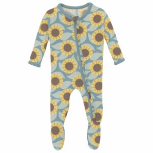 Kickee Pants Stormy Sea Sunflower Ruffle Footie - Image 1
