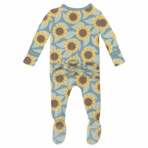 Kickee Pants Stormy Sea Sunflower Ruffle Footie - Image 2