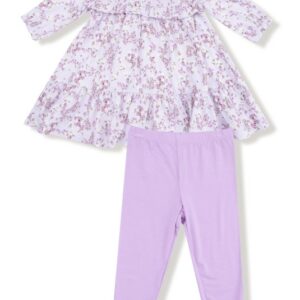 Sweet Dreams Floral Smocked Ruffle Dress with Leggings