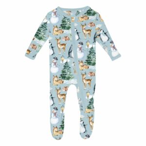 Kickee Pants Spring Sky Winter Woodland Footie - Image 1