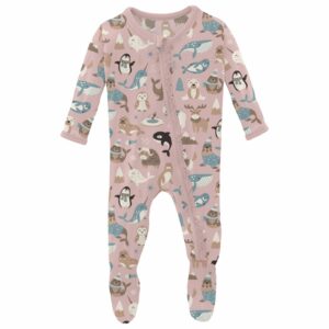 Kickee Pants Baby Rose Arctic Animals Ruffle Footie - Image 1