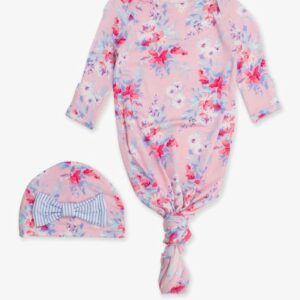 Pretty in Pink Floral Knot Gown & Hat Set