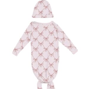 Shrinking Violet Bow Lattice Knotted Gown Set - Image 1