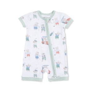 Golfing Teddy Bears Shorty Zipper Romper