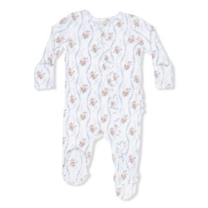 Heirloom Rose Stripe Ruffle Footie