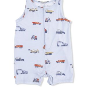 Construction Vehicles Sleeveless Shortie Romper