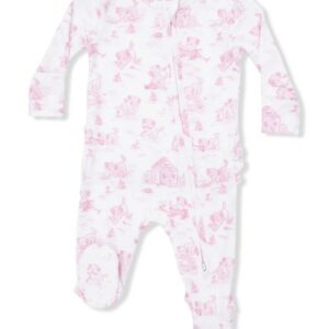Puppy Toile Ruffle Footie