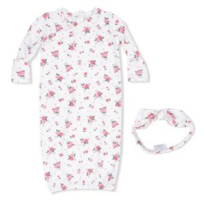 Pink Rosettes Kimono Gown Set