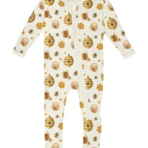 Kickee Pants Natural Bees & Honey Footie - Image 1