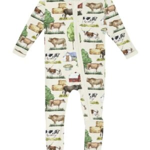 Kickee Pants Natural Grazing Cows Footie - Image 1