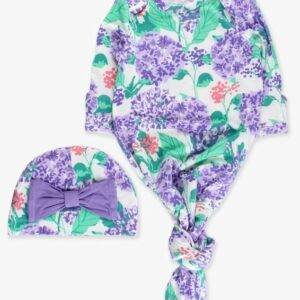 Purple Hydrangea Knot Gown & Hat Set