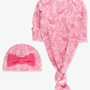 Pink Cottontail Knot Gown & Hat Set