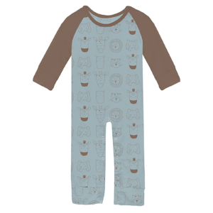 Kickee Pants Spring Sky Animals Raglan Romper - Image 1