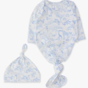 Blue Safari Toile Knotted Gown Set
