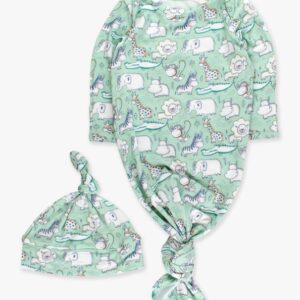 Sage Safari Knotted Gown Set