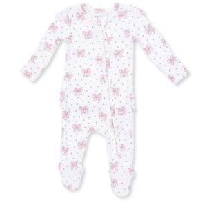Bows and Hearts Ribbed Ruffle Footie