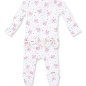 Bows and Hearts Ribbed Ruffle Footie - Image 3