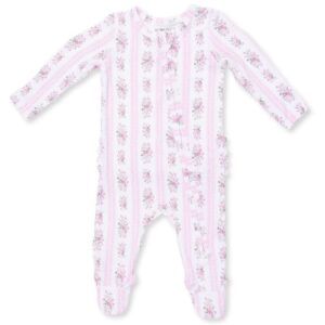 Bella Rose Stripe Ruffle Footie