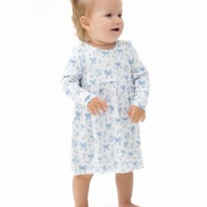 Blue Bows and Flowers Dress and Bloomer