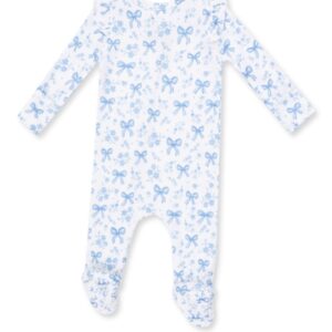 Blue Bows and Flowers Ruffle Footie - Image 3